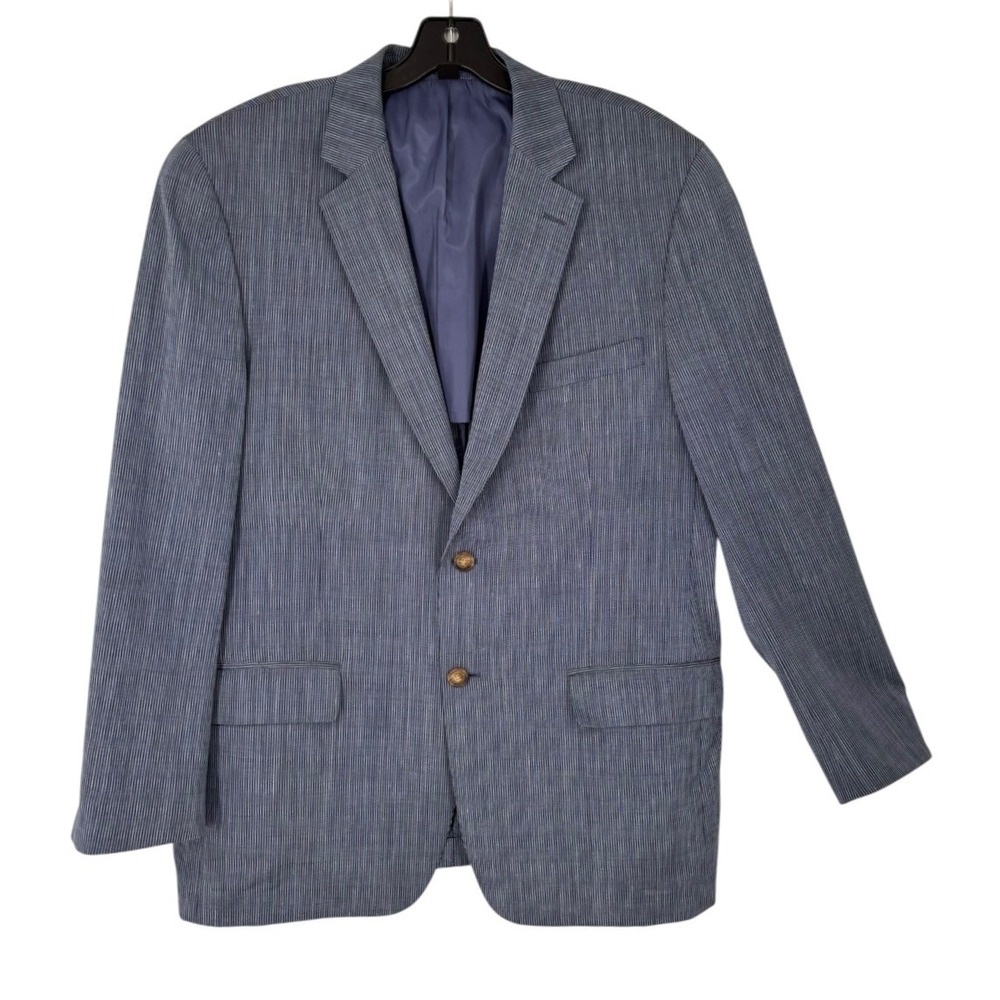 Haspel Wool Linen Silk Jacket Mens 42R Blazer Blue